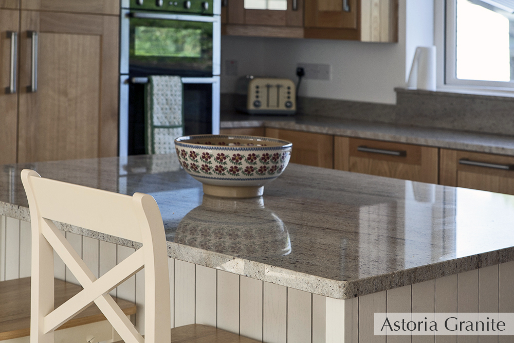 New kitchen with Astoria Granite island & countertops.
