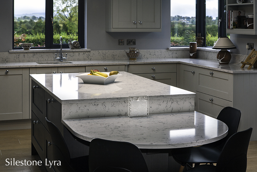 lyra silestone, kitchen counter tops, island, carlow, dublin